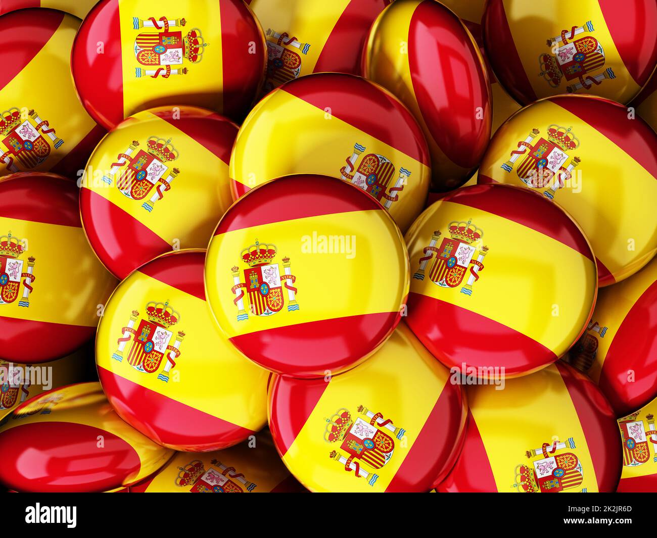 Pile de boutons avec le drapeau de l'Espagne. 3D illustration Banque D'Images