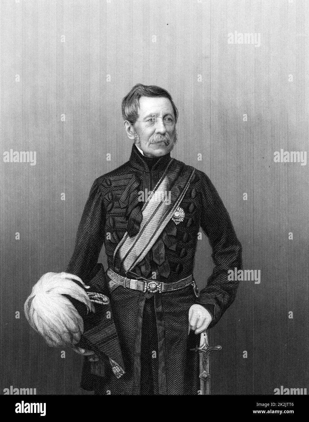 John Fox Burgoyne (1782-1871) ingénieur militaire anglais; a servi sous Wellington dans les guerres napoléoniennes; chef de l'ingénierie britannique pendant la guerre de Crimée (Russo-turc) 1853-1856; maréchal 1868. Gravure de 'The Illustrated News of the World' (Londres, c1860). Banque D'Images