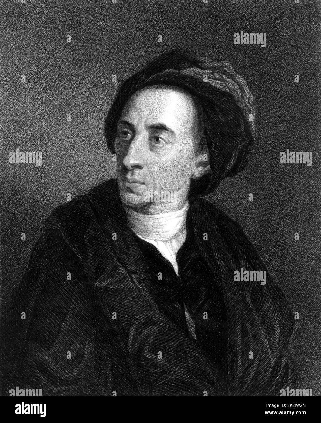 Alexandre Pape (1688-1744) poète anglais. Gravure de 'la Galerie des Portraitss' vol. V, par Charles Knight (Londres, 1835). Banque D'Images