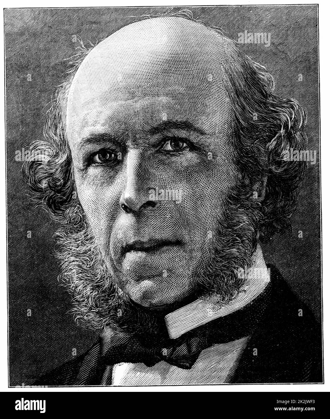 Herbert Spencer (1820-1903) Philosophe et écrivain anglais sur la science. Le darwinisme social. La gravure sur bois, Londres, 1897 Banque D'Images