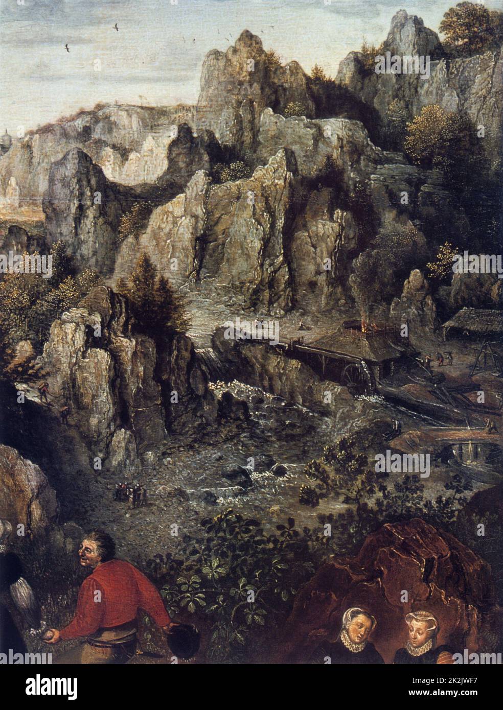 Lucas van Valckenborch Ecole flamande Paysage avec un Festival rural (détail de la partie supérieure droite) 1588-1592 huile sur toile (49 x 73 cm) Saint-Pétersbourg, musée de l'Ermitage Banque D'Images