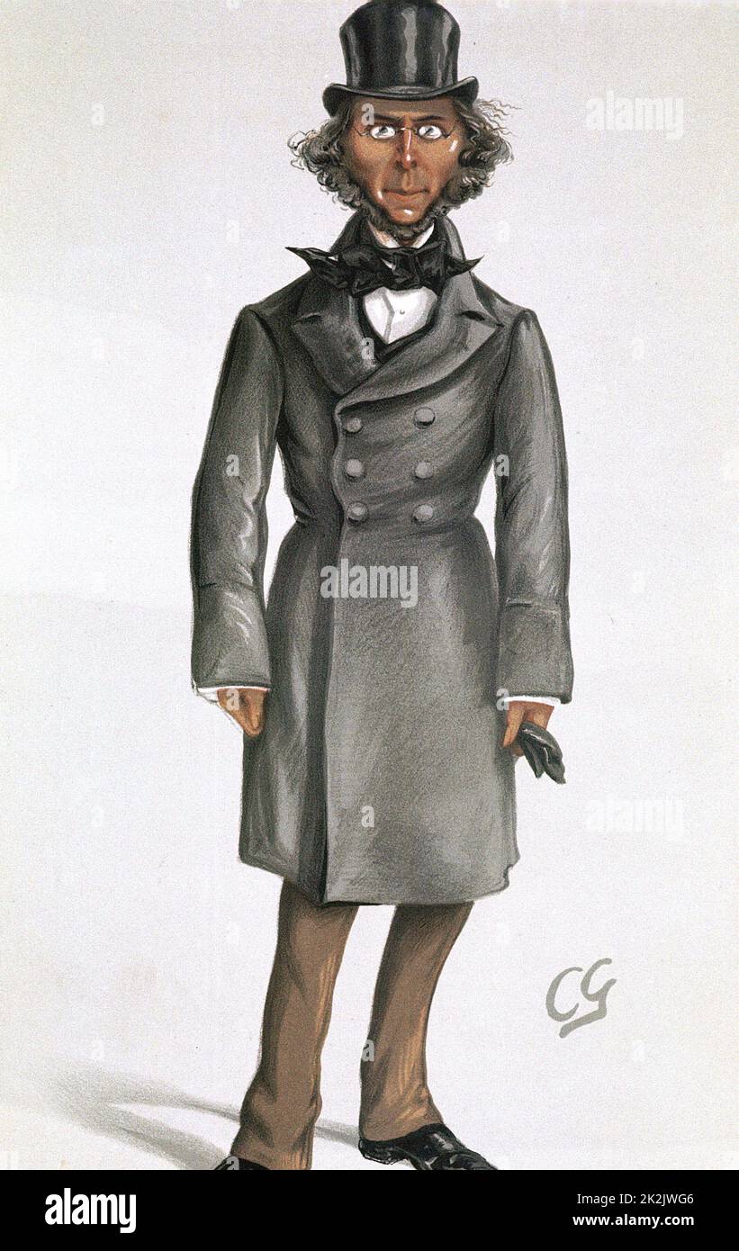 Herbert Spencer (1820-1903) philosophe et écrivain anglais sur la science. Darwinisme social. Caricature de 'Vanity Fair', 26 avril 1879. Couleur Banque D'Images