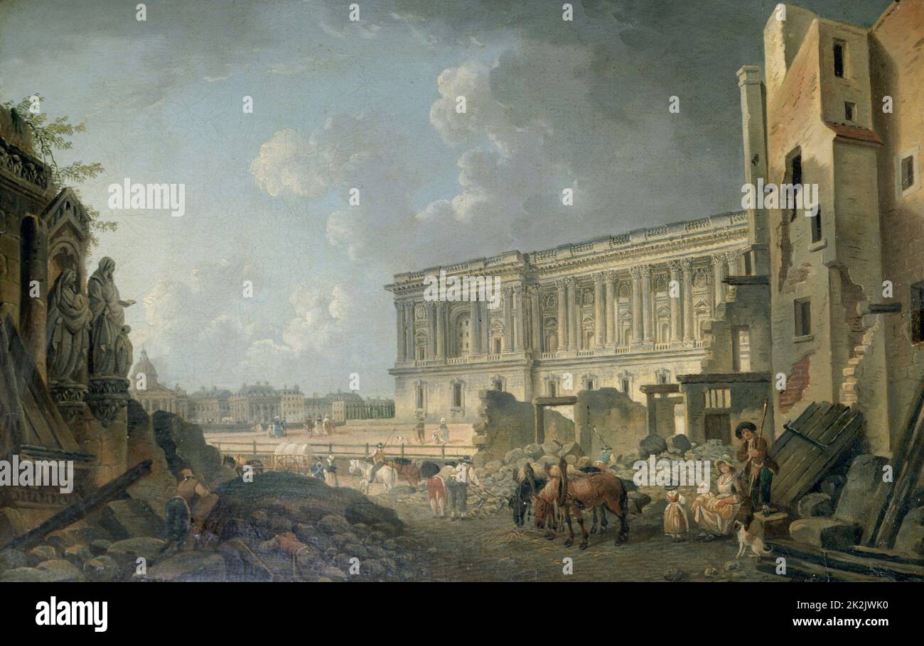Pierre-Antoine Demachy Ecole française vue du Louvre 18th siècle huile sur toile (38,5 x 59,5 cm) Paris, musée du Louvre Banque D'Images