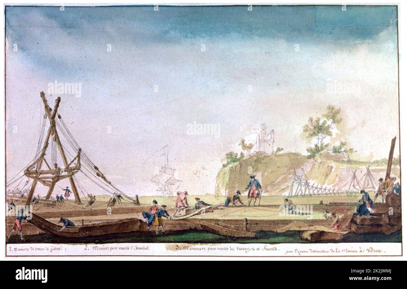 Nicolas-Marie Ozanne Ecole française le port de plaisance de Brest 18th Century Aquarelle Collection privée Banque D'Images