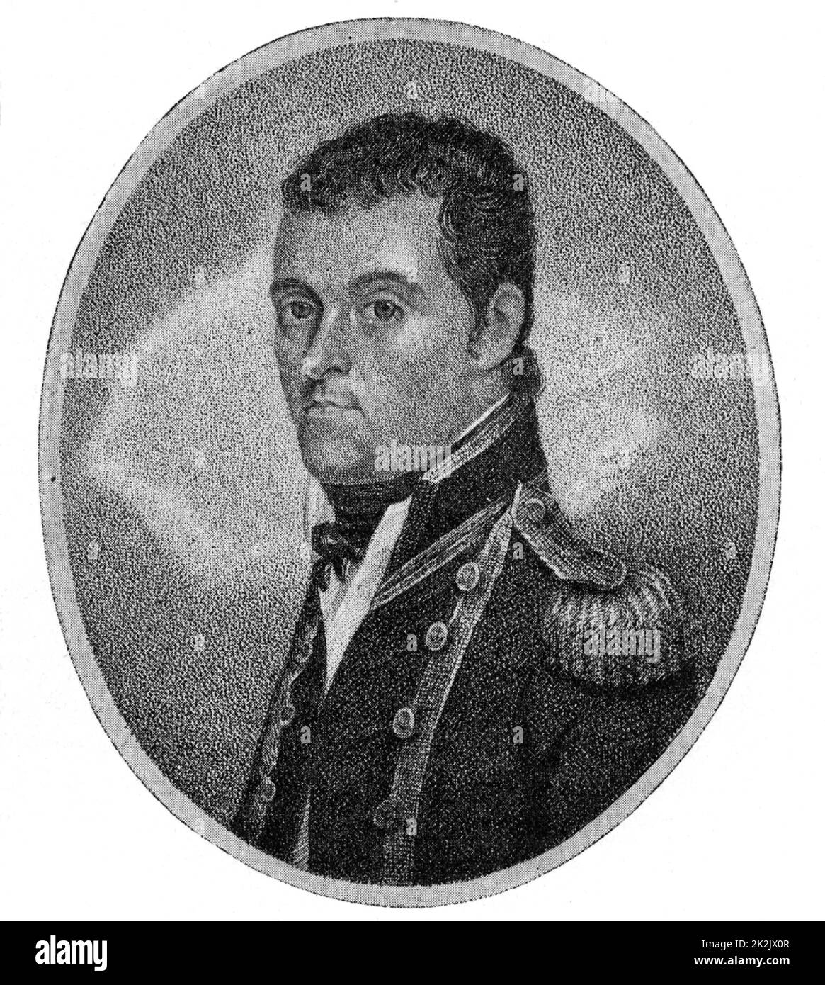 Matthew Flinders (1774-1814) officier de la marine anglaise, hydrographe et explorer. Un sondage auprès des côtes de la Nouvelle-Galles du Sud (1795-1800). Le tour de l'Australie et l'enquête l'ensemble des côtes (1801-1803). La gravure. Banque D'Images