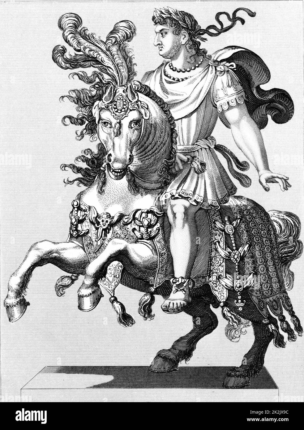 Néron (37-68) empereur romain 54-68. Tyrannique, débauché et extravagant, suicide commis afin d'éviter d'être exécuté. Gravure en acier 1850 Banque D'Images