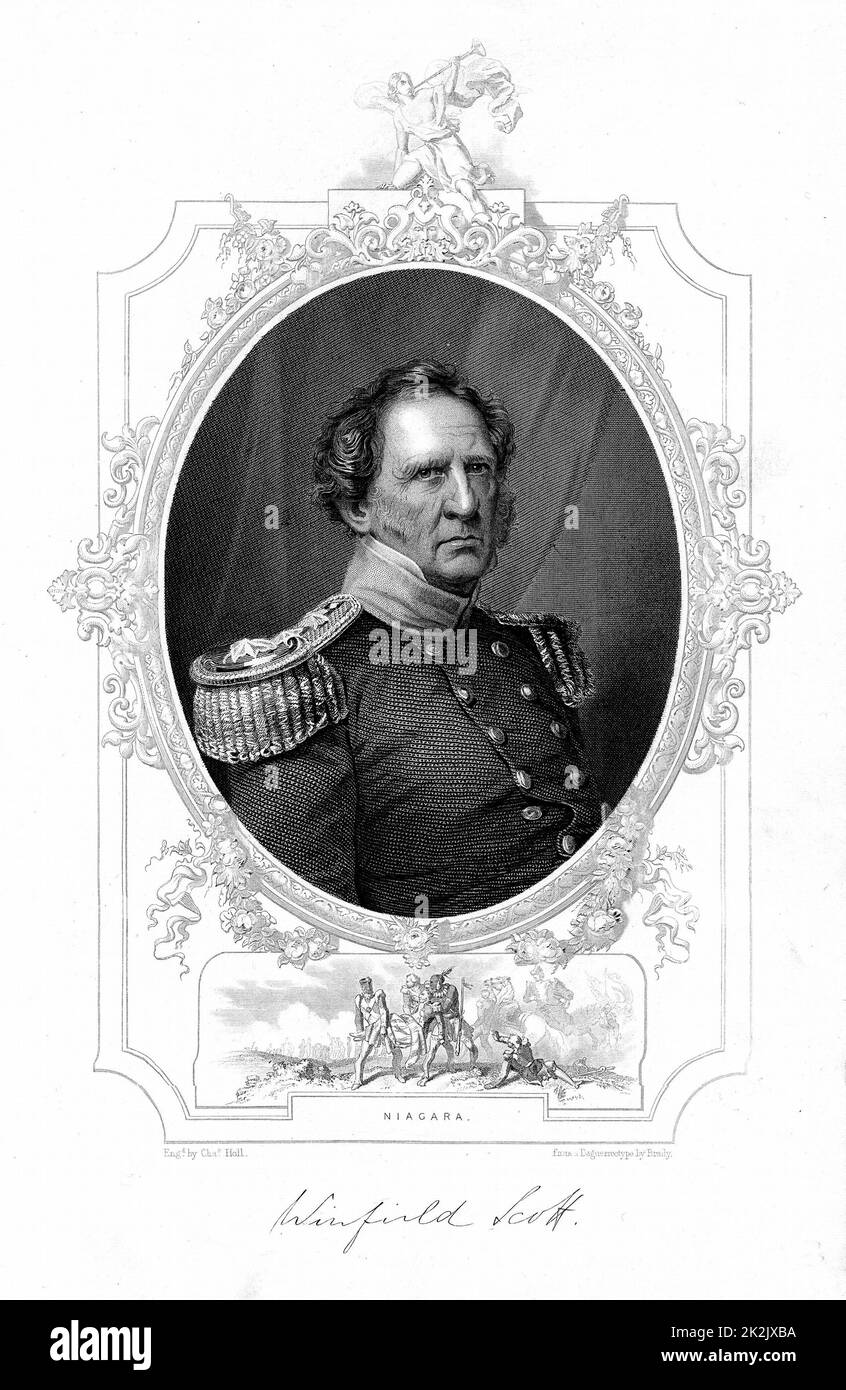 Winfield Scott (1786-1866). Soldat américain. Chef de commandement de l'armée 1841-61. Gravure Banque D'Images