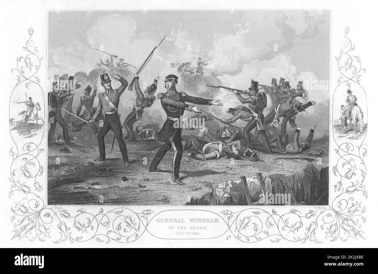 Guerre russo-turque (Crimée) 1853-1856. Siège de Sebastopol, octobre 1854 à septembre 1855. Le général Charles Ash Windham (1810-1870) lors de l'assaut britannique infructueux contre le Redan, le 8 septembre 1855. Gravure Banque D'Images Guerre russo-turque (Crimée) 1853-1856. Siège de Sebastopol, octobre 1854 à septembre 1855. Le général Charles Ash Windham (1810-1870) lors de l'assaut britannique infructueux contre le Redan, le 8 septembre 1855. Gravure Banque D'Images