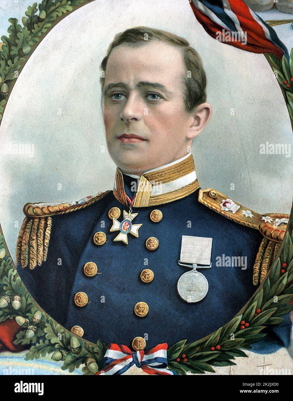 Robert Falcon Scott (1868-1912) explorateur britannique de l'Antarctique. Portrait dans le commerce de l'uniforme de la marine pour 1914 du calendrier. Lithographie Banque D'Images