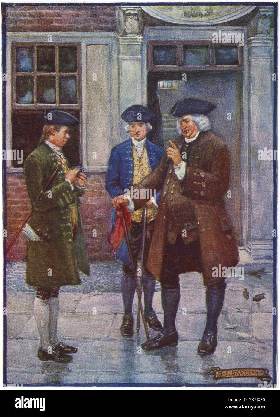 Samuel Johnson (1709-1784) auteur et lexicographe anglais parlant à Oliver Goldsmith (1724-1774), auteur anglais Banque D'Images