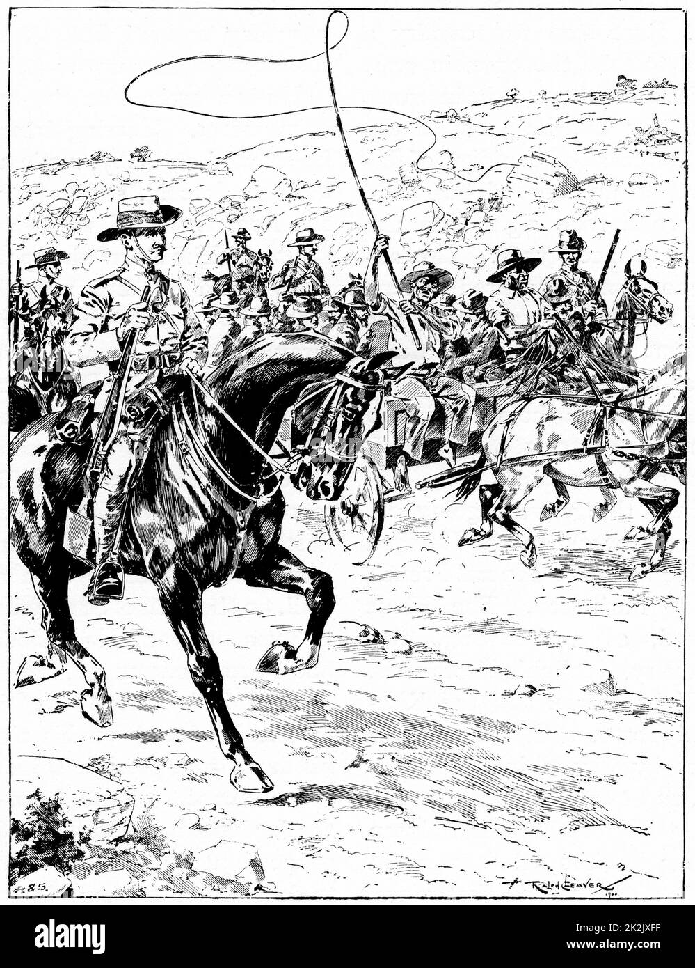 Sous l'escorte de prisonniers boers prises à la côte pour expulsion. 2e Guerre des Boers, 1899-1902. Banque D'Images