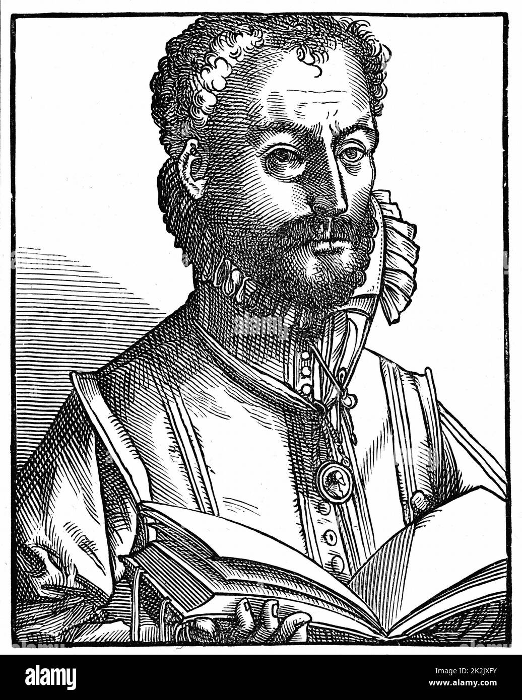 Orlando Lassus (Orlando di Lasso c.1532-1594) compositeur et musicien des pays-Bas. Active en Italie, en Angleterre et en France, elle produit des œuvres sacrées et séculaires. Ennobled par Maximillian II en 1570. Coupe de bois Banque D'Images
