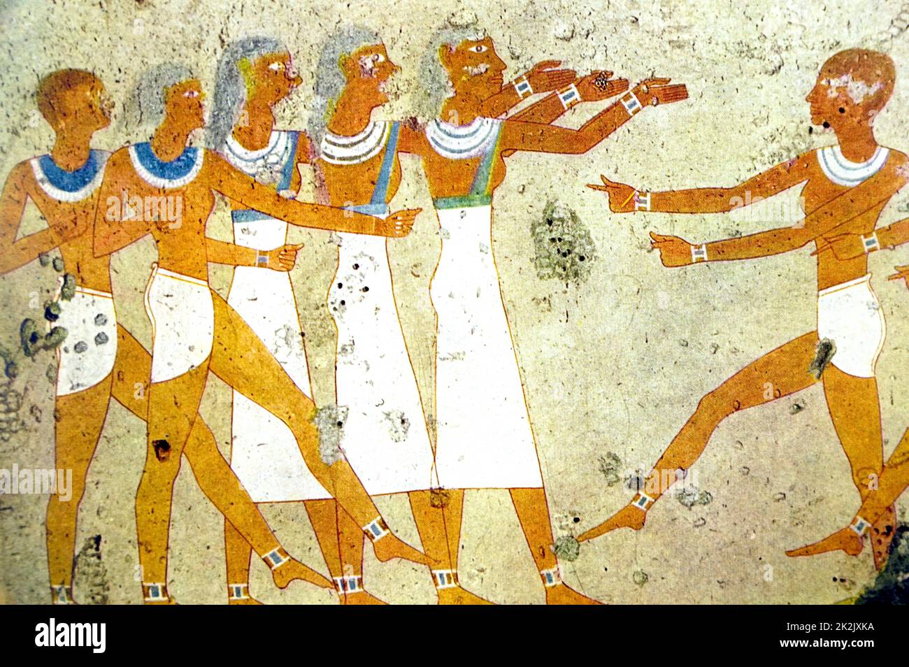 Peinture murale tombe égyptienne de Thèbes, Louxor. En date du 11e siècle avant J.-C. Banque D'Images
