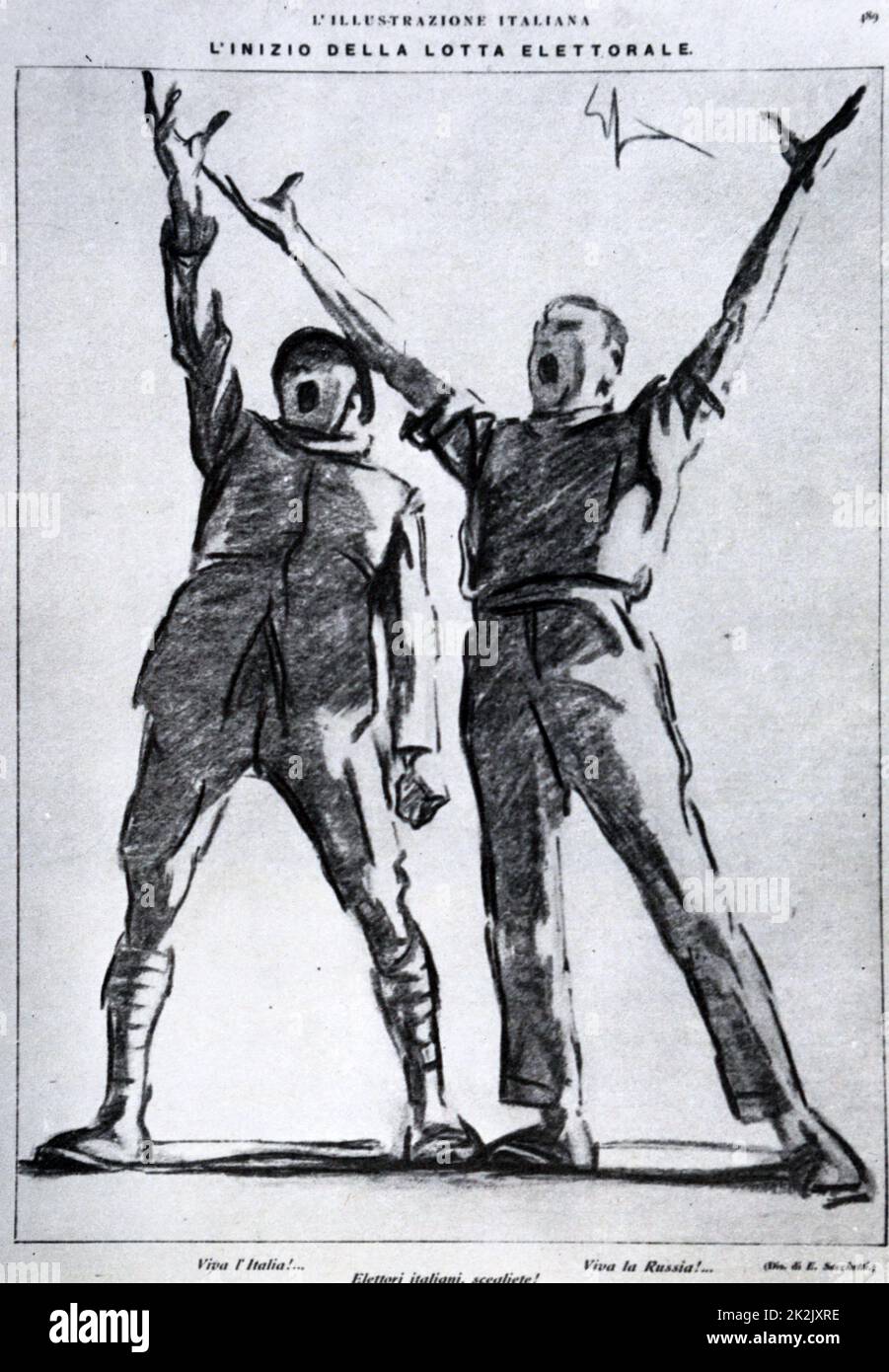 Illustration de propagande politique italien. En date du 20e siècle Banque D'Images