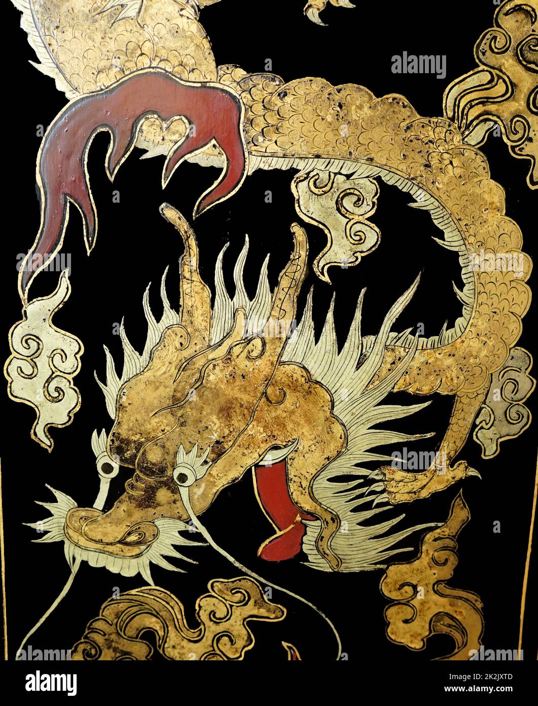 Laqué chinois noir et l'or, l'écran du 18ème siècle Banque D'Images