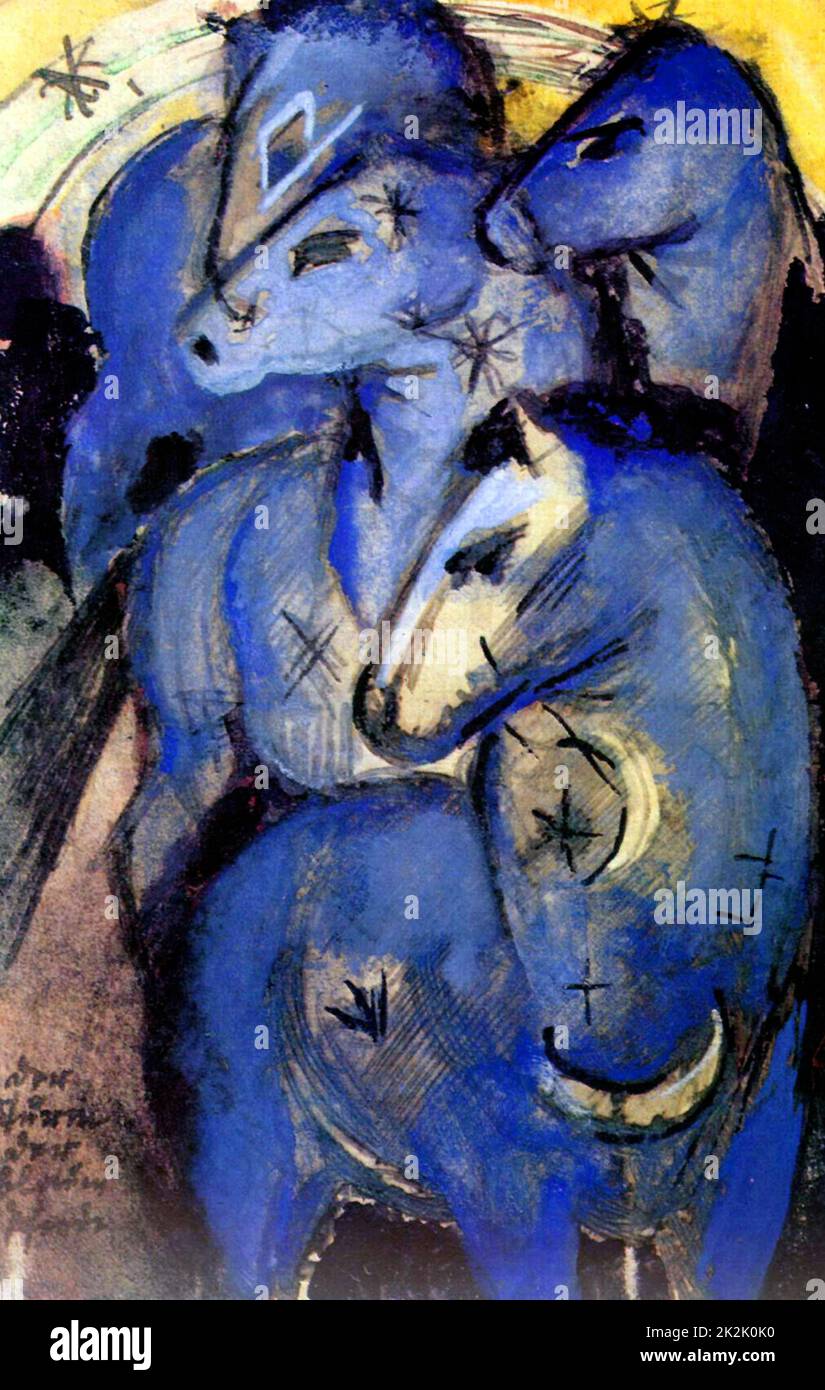 Franz Marc Ecole allemande la Tour des chevaux bleus 1912 huile sur toile Collection privée Banque D'Images