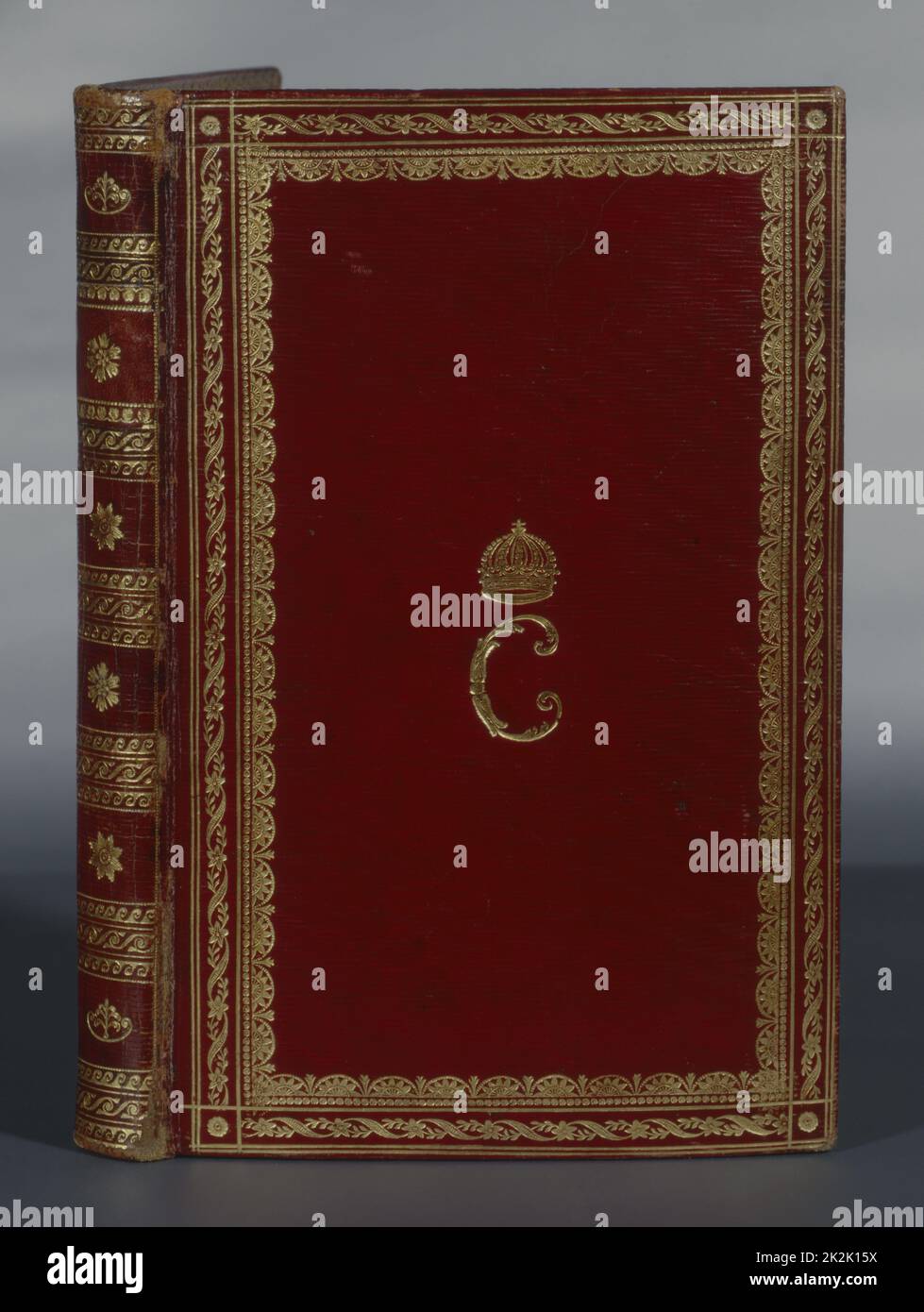 Livre de poésie portant les initiales de Caroline Murat, Reine de Naples 1 volume in-8° Maroc rouge Banque D'Images