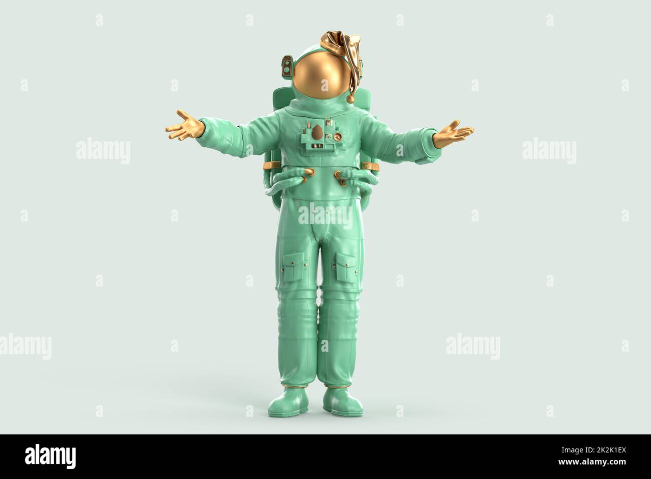 Astronaute de Noël festif.Concept de Noël.Rendu 3D Banque D'Images