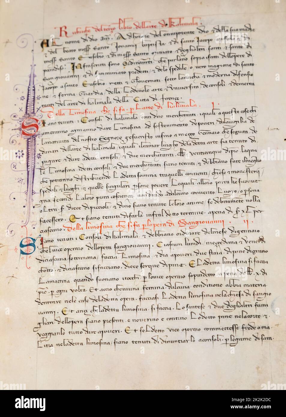 Feuille de manuscrit antique de Dante Divine Comedy. Banque D'Images