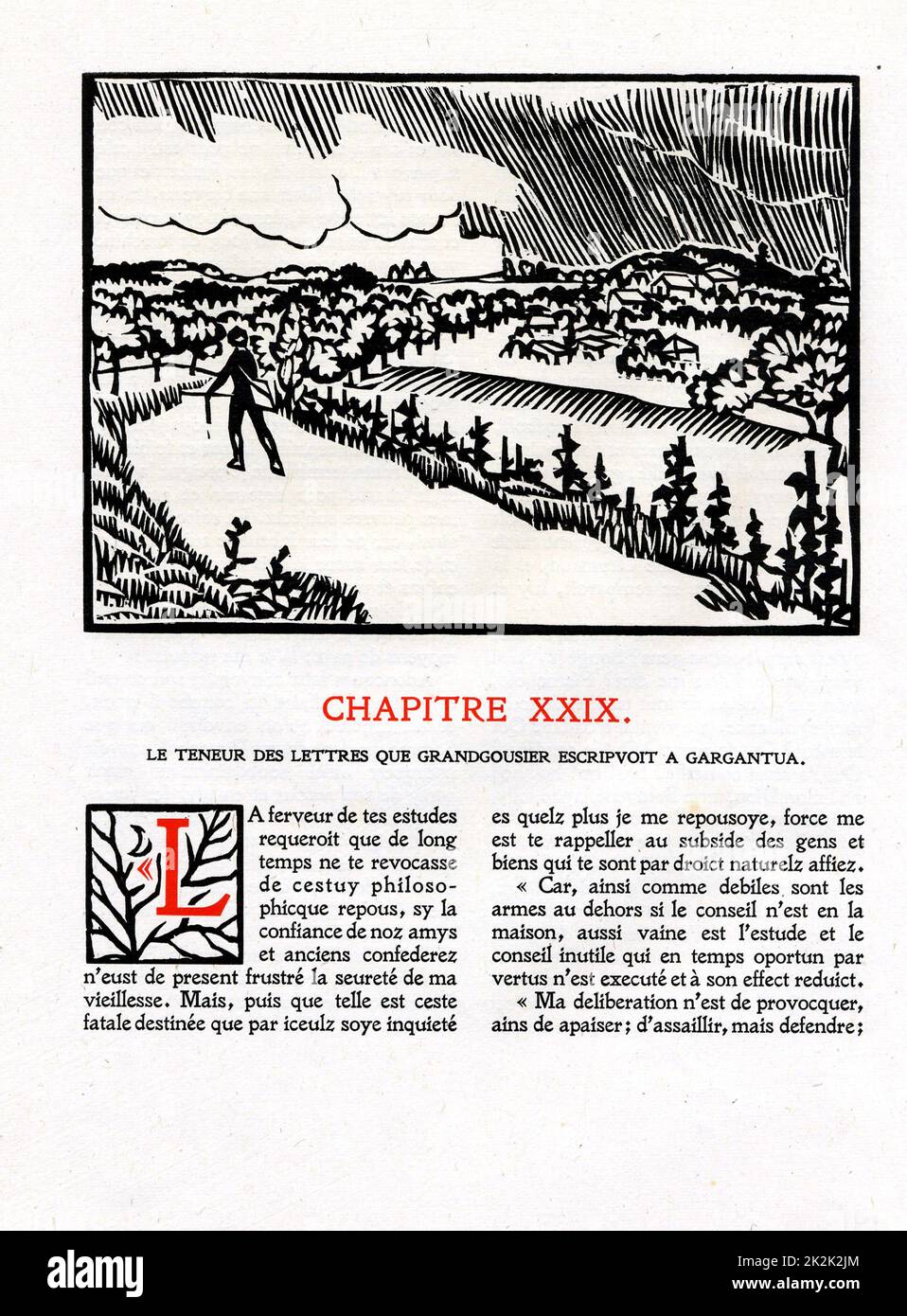 Rabelais : chapeau 9 de la vie très hortipique du Grand Gargantua Woodcut de Hermann Paul publié en 1921 France Collection privée Banque D'Images Rabelais : chapeau 9 de la vie très hortipique du Grand Gargantua Woodcut de Hermann Paul publié en 1921 France Collection privée Banque D'Images