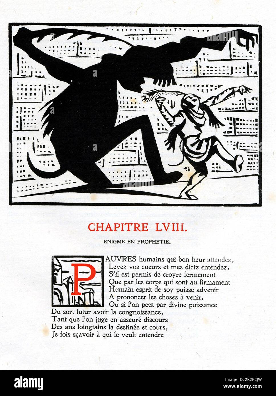 Rabelais : Chapitre 58 de 'la vie très hortique du Grand Gargantua' Gravure sur bois de Hermann Paul Edité en 1921 France Collection particulière Banque D'Images Rabelais : Chapitre 58 de 'la vie très hortique du Grand Gargantua' Gravure sur bois de Hermann Paul Edité en 1921 France Collection particulière Banque D'Images
