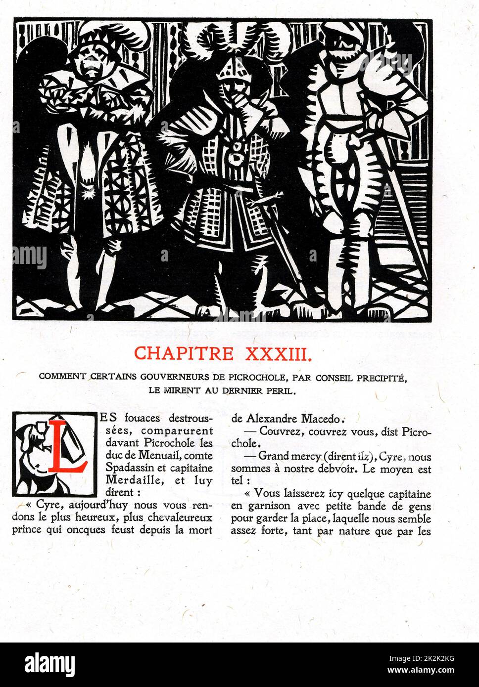Rabelais : chapeau 9 de la vie très hortipique du Grand Gargantua Woodcut de Hermann Paul publié en 1921 France Collection privée Banque D'Images Rabelais : chapeau 9 de la vie très hortipique du Grand Gargantua Woodcut de Hermann Paul publié en 1921 France Collection privée Banque D'Images