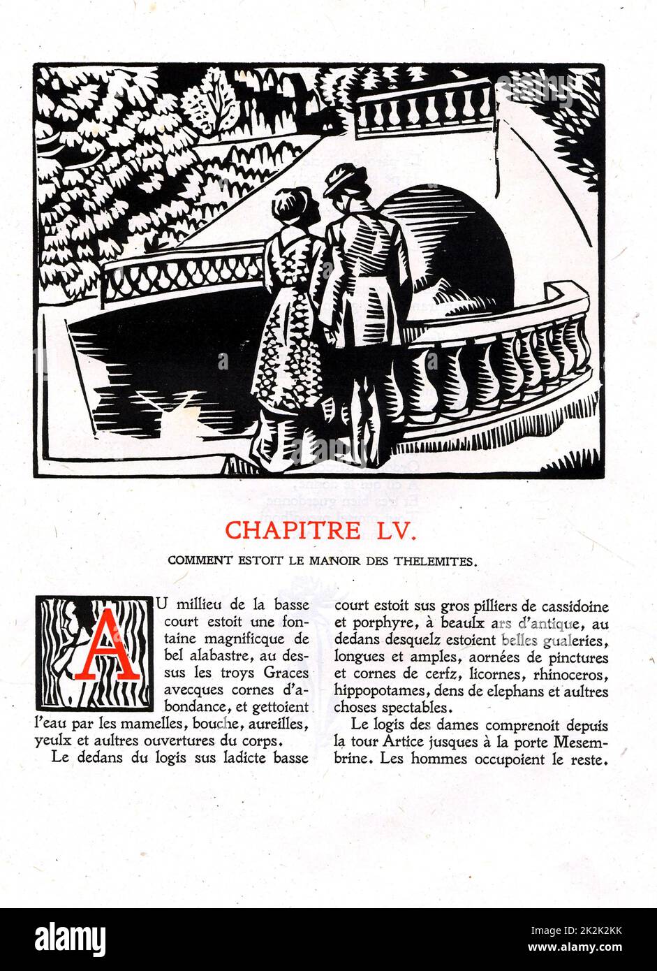 Rabelais : Chapitre 55 de 'la vie très hortique du Grand Gargantua' Gravure sur bois de Hermann Paul Edité en 1921 France Collection particulière Banque D'Images Rabelais : Chapitre 55 de 'la vie très hortique du Grand Gargantua' Gravure sur bois de Hermann Paul Edité en 1921 France Collection particulière Banque D'Images