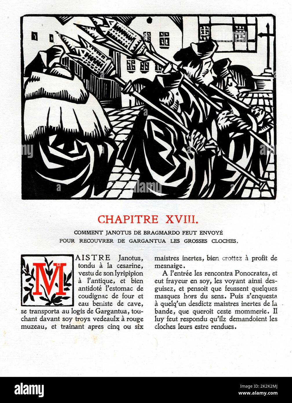 Rabelais : chapeau 4 de la vie très hortipique du Grand Gargantua Woodcut de Hermann Paul publié en 1921 France Collection privée Banque D'Images Rabelais : chapeau 4 de la vie très hortipique du Grand Gargantua Woodcut de Hermann Paul publié en 1921 France Collection privée Banque D'Images