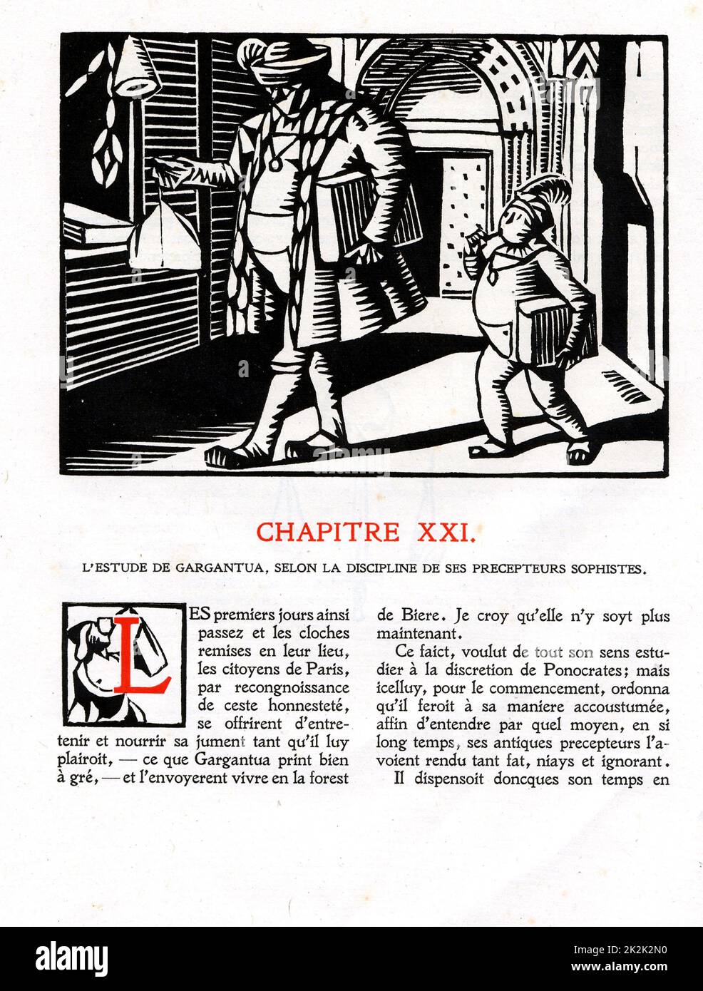 Rabelais : chapeau 4 de la vie très hortipique du Grand Gargantua Woodcut de Hermann Paul publié en 1921 France Collection privée Banque D'Images Rabelais : chapeau 4 de la vie très hortipique du Grand Gargantua Woodcut de Hermann Paul publié en 1921 France Collection privée Banque D'Images