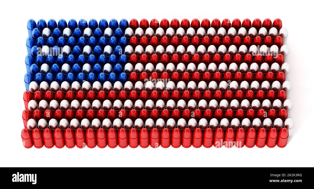 Balles formant un drapeau américain. 3D illustration Banque D'Images
