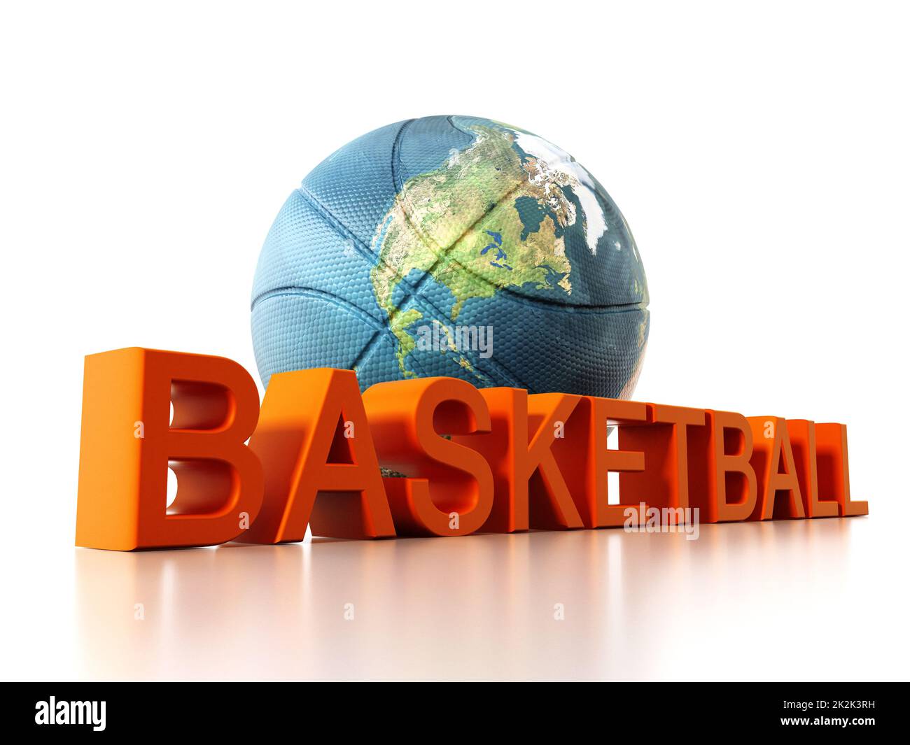 Basket-ball avec texture Terre. 3D illustration Banque D'Images