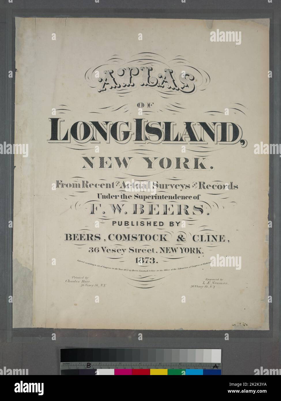 Cartographie, cartes. 1873. Lionel Pincus et Princess Firyal Map Division. Long Island (New York) , Description et Voyage Atlas de long Island, New York. D'enquêtes et de dossiers récents et réels. Banque D'Images