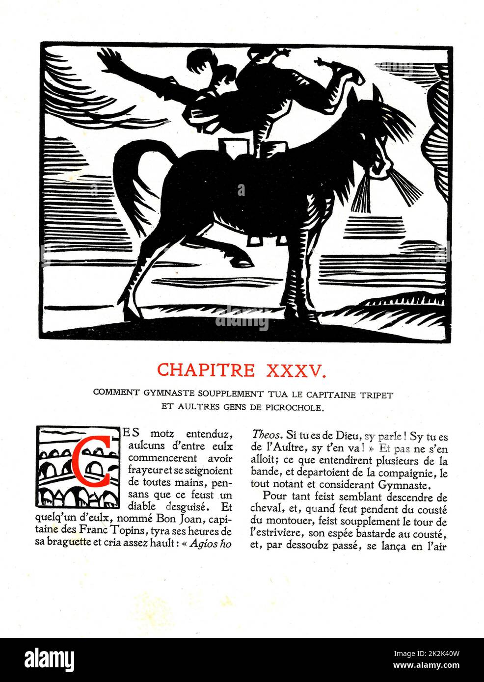 François Rabelais: Chapitre 35 de «la vie très horrible de Grand Gargantua, Père de Pantaguel» gravure en bois par Hermann Paul publié en 1921 France Collection privée Banque D'Images François Rabelais: Chapitre 35 de «la vie très horrible de Grand Gargantua, Père de Pantaguel» gravure en bois par Hermann Paul publié en 1921 France Collection privée Banque D'Images