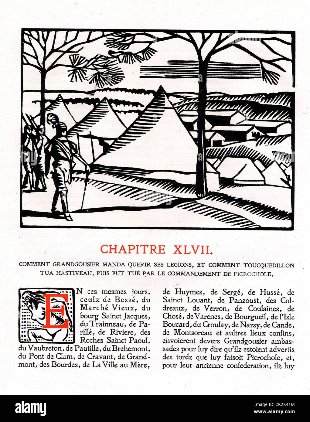 Rabelais : Chapitre 47 de 'la vie très hortique du Grand Gargantua' Gravure sur bois de Hermann Paul Edité en 1921 France Collection particulière Banque D'Images Rabelais : Chapitre 47 de 'la vie très hortique du Grand Gargantua' Gravure sur bois de Hermann Paul Edité en 1921 France Collection particulière Banque D'Images