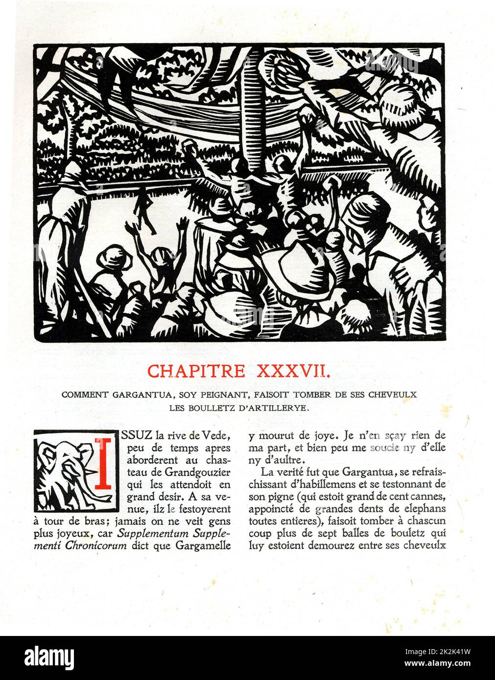 François Rabelais: Chapitre 37 de «la vie très horrible de Grand Gargantua, Père de Pantaguel» gravure en bois par Hermann Paul publié en 1921 France Collection privée Banque D'Images François Rabelais: Chapitre 37 de «la vie très horrible de Grand Gargantua, Père de Pantaguel» gravure en bois par Hermann Paul publié en 1921 France Collection privée Banque D'Images
