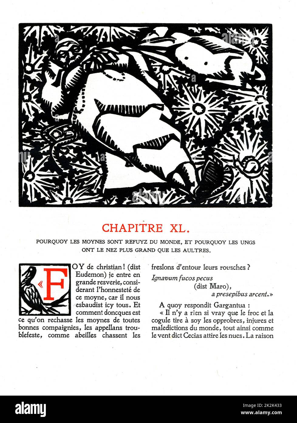 François Rabelais: Chapitre 40 de «la vie très horrible de Grand Gargantua, Père de Pantaguel» gravure en bois par Hermann Paul publié en 1921 France Collection privée Banque D'Images François Rabelais: Chapitre 40 de «la vie très horrible de Grand Gargantua, Père de Pantaguel» gravure en bois par Hermann Paul publié en 1921 France Collection privée Banque D'Images