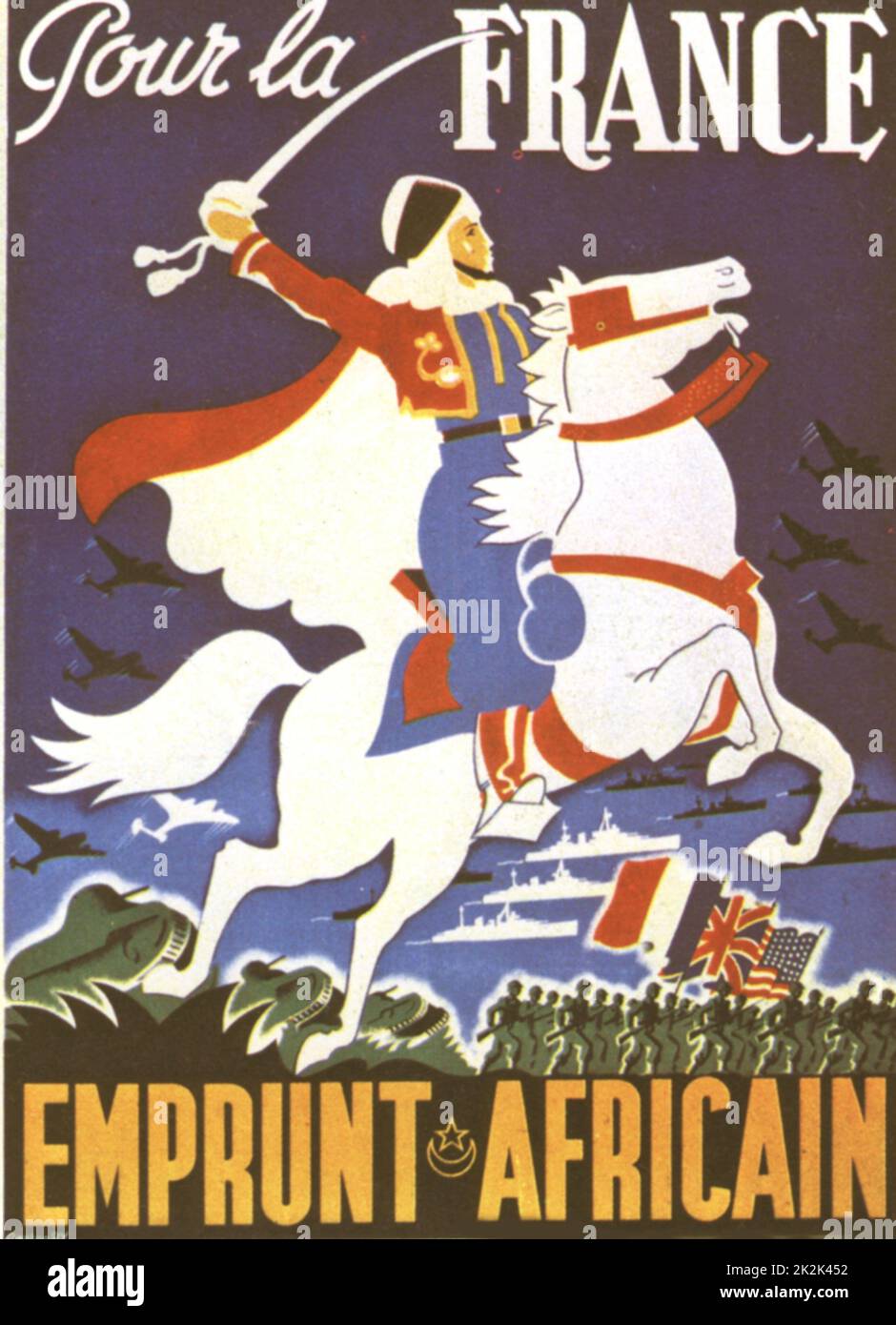 Ry, GastonRy, affiche imprimée à Alger: 'Pour la France, le prêt africain' 91,5 x 61 cm 1943 France - Seconde Guerre mondiale Collection privée Banque D'Images