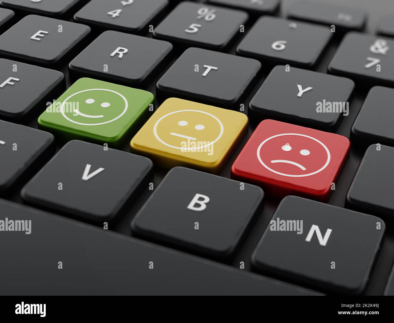 Symboles d'enquête client sur le clavier. 3D illustration Banque D'Images