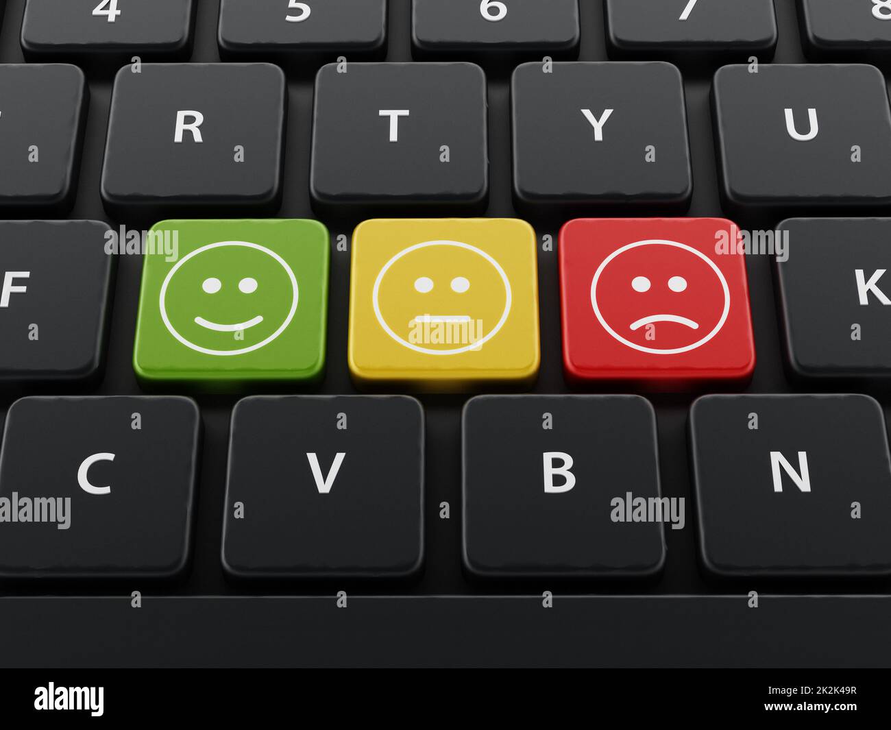 Symboles d'enquête client sur le clavier. 3D illustration Banque D'Images