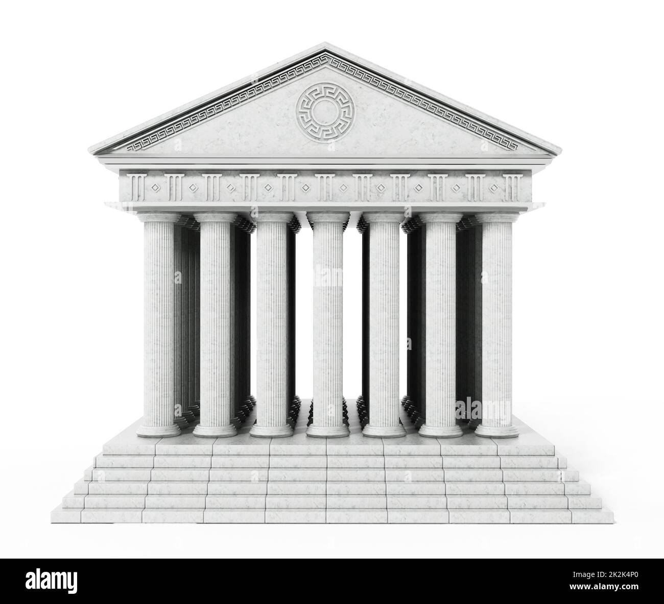 Vieux temple grec isolé sur fond blanc. 3D illustration Banque D'Images