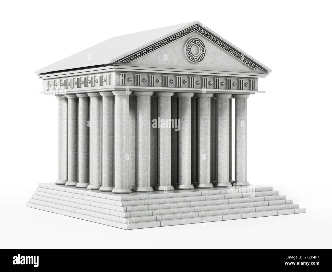 Vieux temple grec isolé sur fond blanc. 3D illustration Banque D'Images
