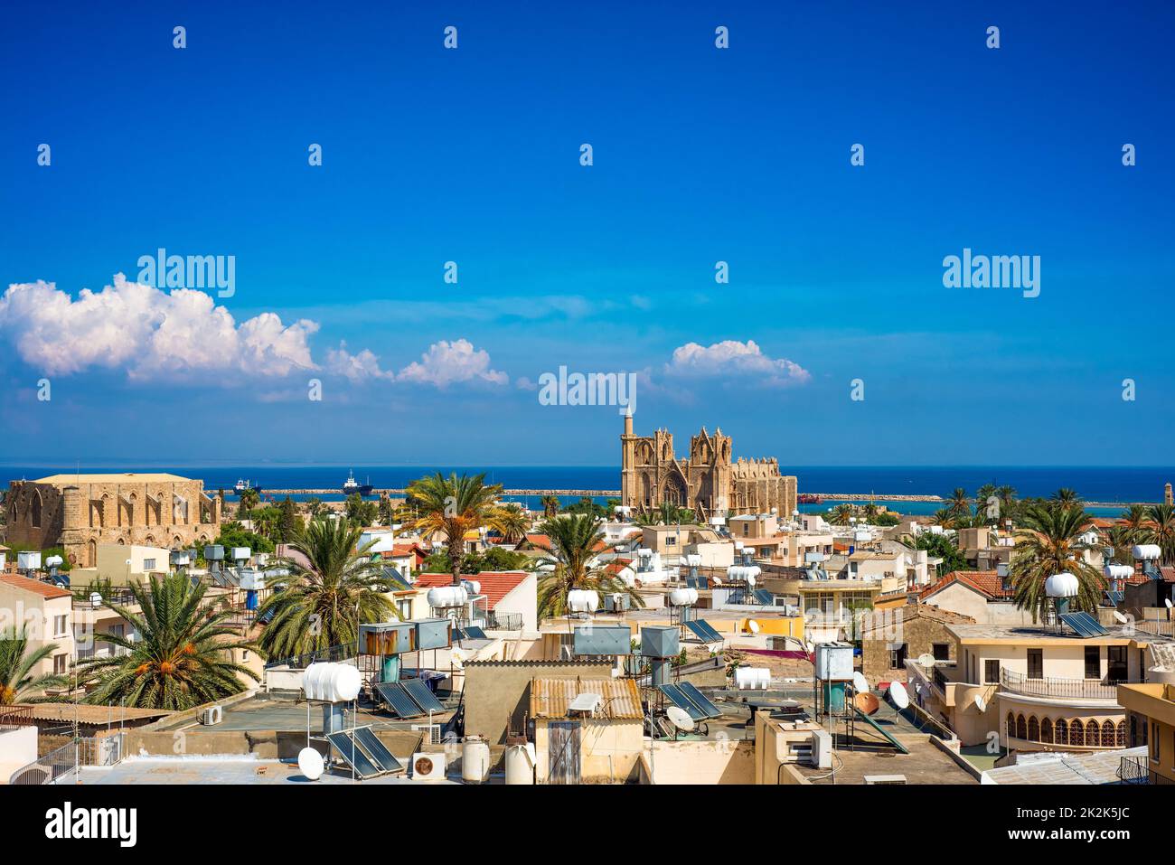 Vieille ville de Famagusta (Gazimagusa), Chypre. Vue en hauteur Banque D'Images