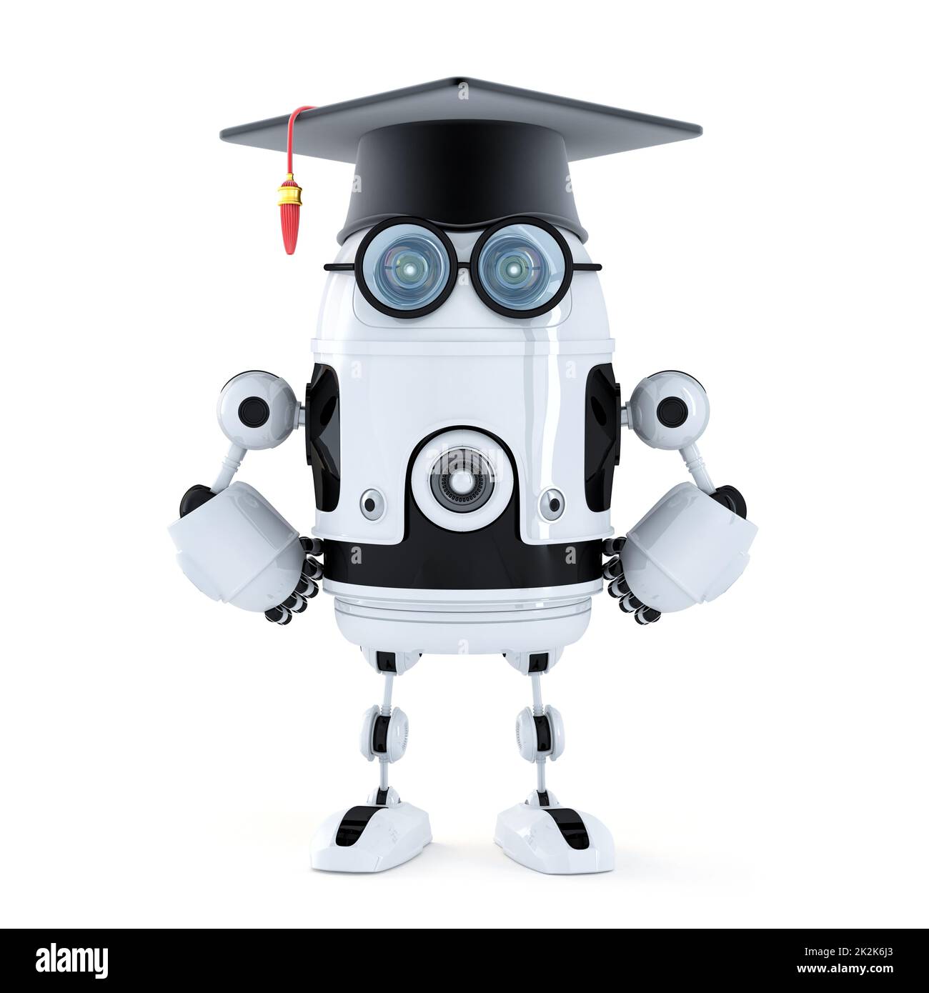 Robot étudiant avec mortarboard Banque D'Images