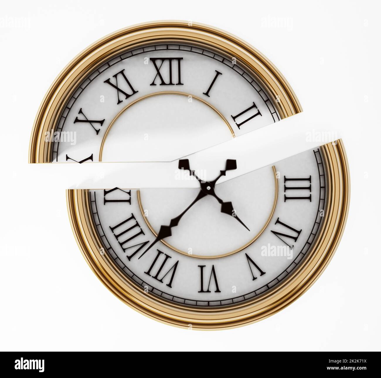 Horloge vintage divisée en deux. 3D illustration Banque D'Images