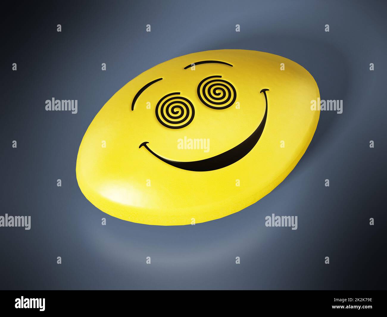Pilule antidépresseur avec visage souriant. 3D illustration Banque D'Images