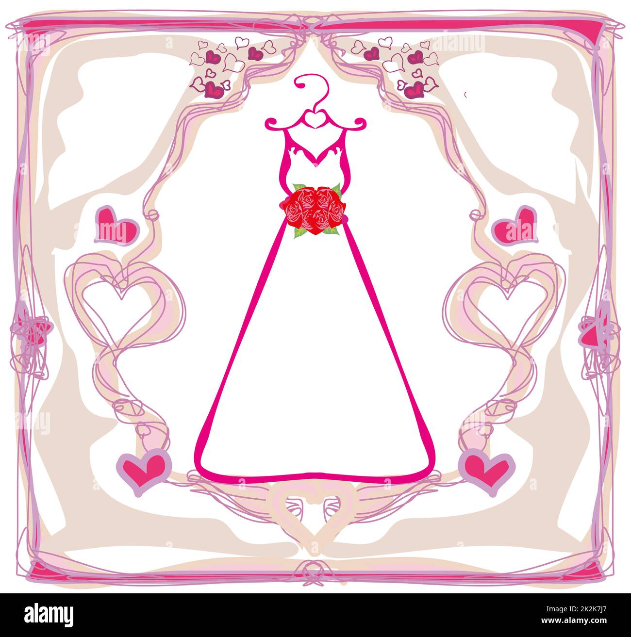 Modèle d'invitation avec une belle robe de mariage Banque D'Images Modèle d'invitation avec une belle robe de mariage Banque D'Images