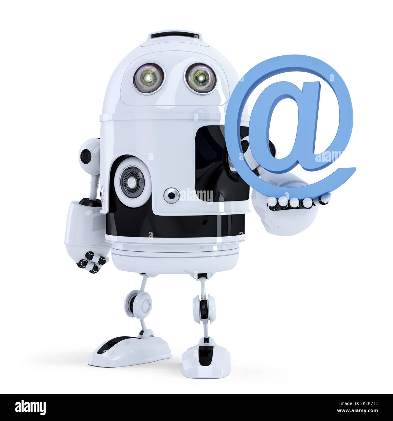 Robot portant un symbole d'e-mail. Isolé. Contenir un masque Banque D'Images