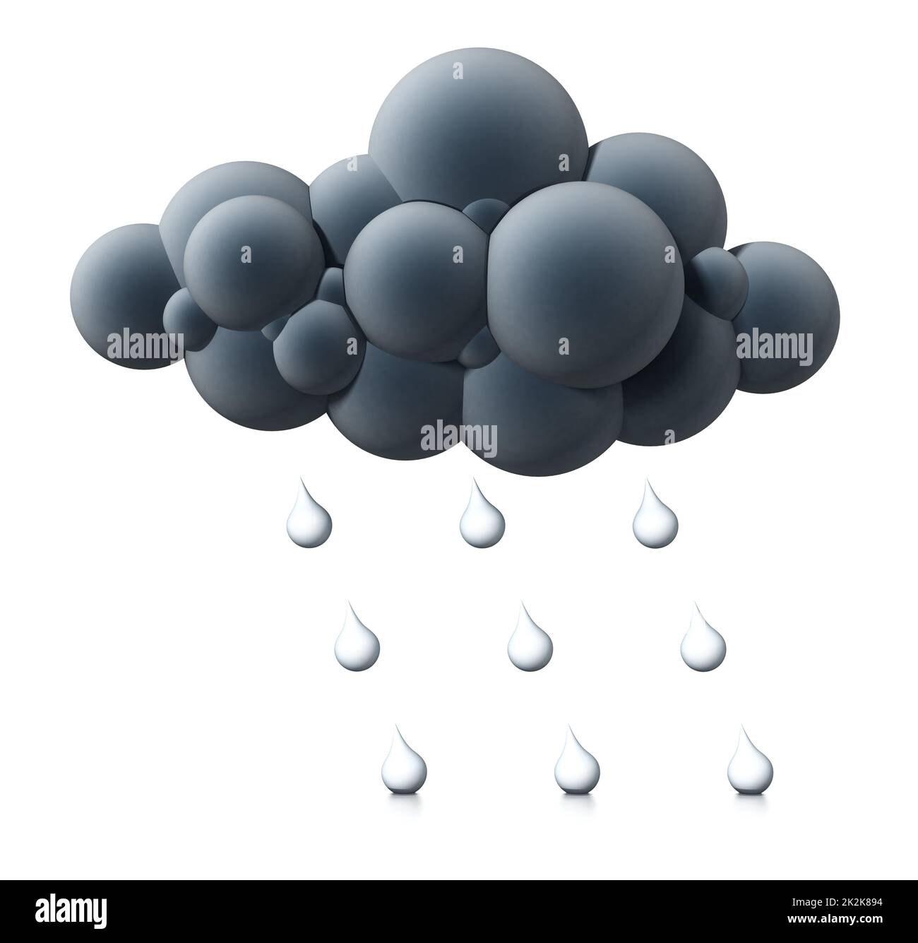 Symboles de nuage et de goutte d'eau isolés sur fond blanc. 3D illustration Banque D'Images