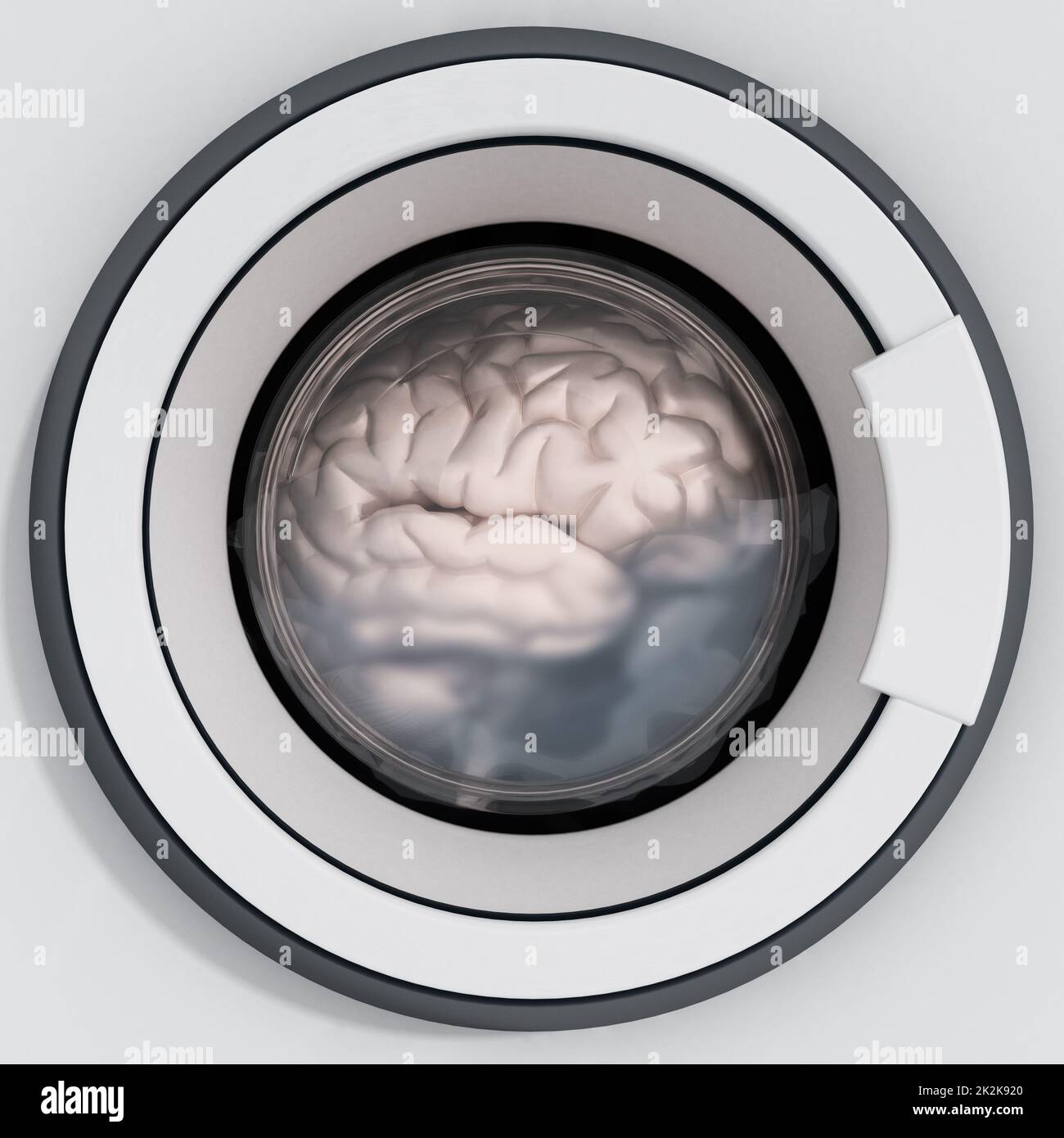 Le cerveau est lavé en machine à laver. 3D illustration Banque D'Images