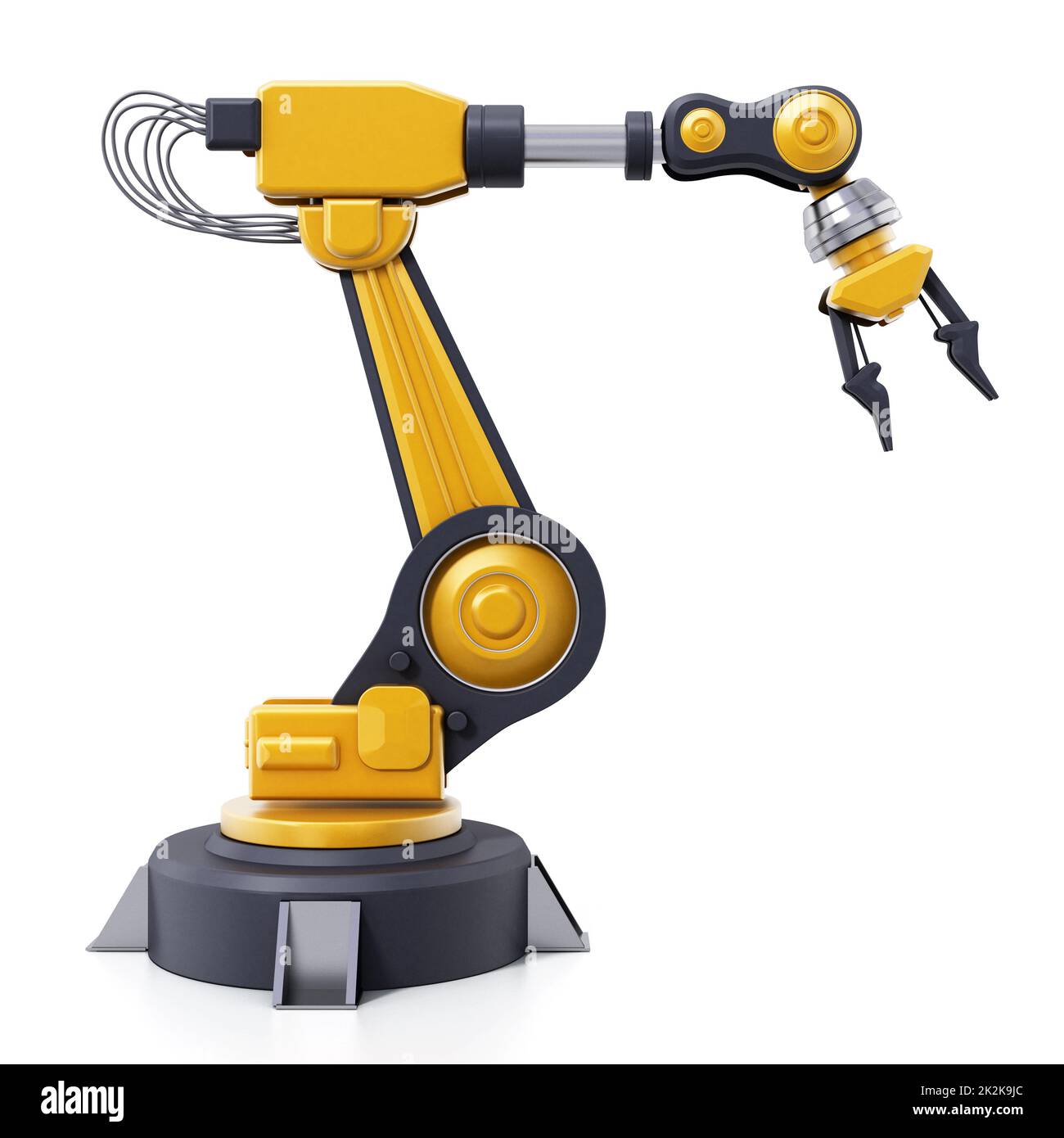 Bras robotisé isolé sur fond blanc. 3D illustration Banque D'Images